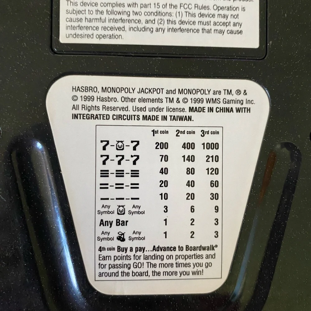 Hasbro Monopoly Jackpot Electronic Handheld Slots Game - Works!